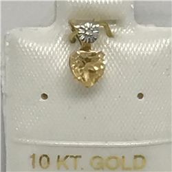 #3-10KT YELLOW GOLD CITRINE & DIAMOND PENDANT