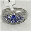 Image 1 : #5-STERLING SILVER TANZANITE & TOPAZ RING