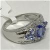 Image 2 : #5-STERLING SILVER TANZANITE & TOPAZ RING