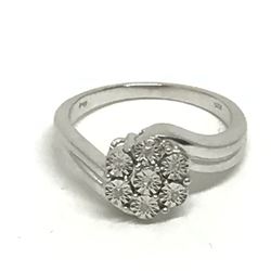 #12-STERLING SILVER 7 DIAMOND RING