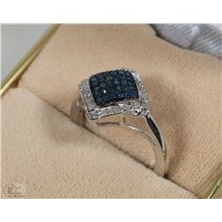 #25-STERLING SILVER BLUE DIAMOND AND WHITE