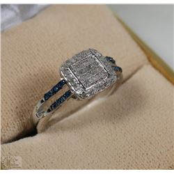 #27-STERLING SILVER BLUE DIAMOND AND