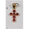 Image 1 : #34-18KT YELLOW GOLD RUBY CROSS PENDANT