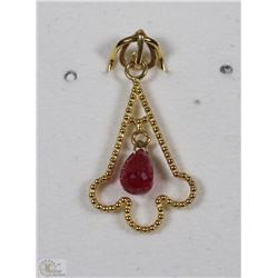 #42-14KT YELLOW GOLD RUBY & DIAMOND PENDANT