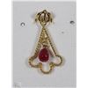 Image 1 : #42-14KT YELLOW GOLD RUBY & DIAMOND PENDANT