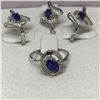Image 1 : #49-STERLING SILVER ENHANCED SAPPHIRE EARRINGS,