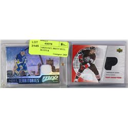 2 JERSEY CARDS INCL BRETT HULL ST. LOUIS BLUES &