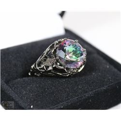 UNISEX RAINBOW ON BLACK RING SZ 10