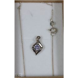 925 PURE SILVER NECKLACE WITH ACCENT STONE
