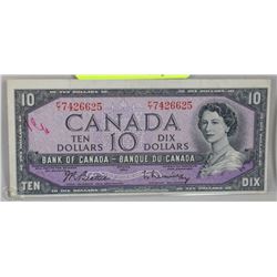 1954 CANADIAN $10.00 BANK NOTE