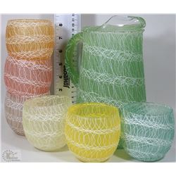 DECORATIVE PITCHER WITH 6 DECORATIVE GLASSES
