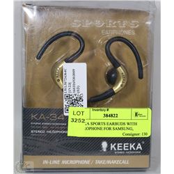 KEEKA SPORTS EARBUDS WITH MICROPHONE FOR SAMSUNG,