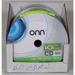 BULK PACK OF 60 CDRW MEDIA DISKS