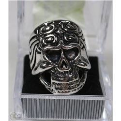 MEN'S HEAVY STAINLESS STEEL SKULL RING SIZE 10