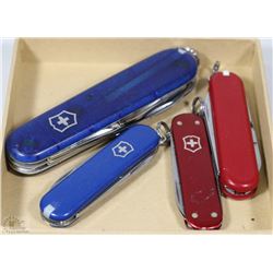 LOT OF 4 SWISS POCKET TOOLS/KNIVES