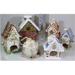 LOT OF DECORATIVE HOUSES SOME ARE TEA LIGHT