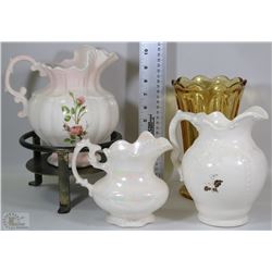 LOT OF DECORATIVE PITCHERS AND VASES
