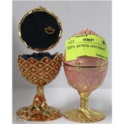 LOT OF 2 MUSICAL EGG TRINKET BOXES