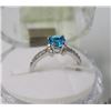 Image 1 : #55-BLUE TOPAZ ,CZ .925 SOLID SILVER RING
