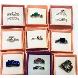 LOT OF 9 LADIES FASHION RINGS