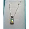Image 1 : WHITE FIRE OPAL PENDANT ON 22" WAVE CHAIN