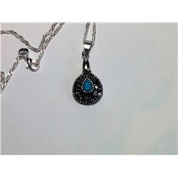 VICTORIAN STYLE CZ PENDANT & 22" CHAIN