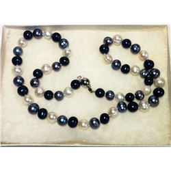 NAVY, GREY & WHITE  FRESH WATER PEARL NECKLACE