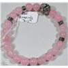 Image 1 : #27-NATURAL ROSE QUARTS BEAD BRACELET 7.5"