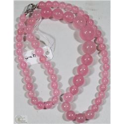 #19-NATURAL ROSE QUARTZ BEAD NECKLACE 17"