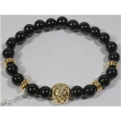 #22-NATURAL AGATE BEAD BRACELETE7.5"