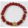 Image 1 : #23-RED RUBY BEAD BRACELET 7.5"
