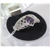 Image 1 : #54- PURPLE AMETHYST,CZ .925 SOLID SILVER RING