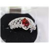 Image 1 : #38- RED RUBY &CZ.925 SOLID SILVER RING
