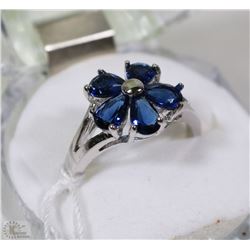 #44-BLUE SAPPHIRE .925 SOLID SILVER RING