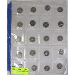 SHEET W/20 VINTAGE NICKELS - 1940 TO 1968