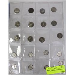 SHEET W/20 VINTAGE NICKELS - 1940 TO 1964