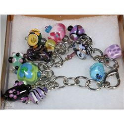 CHARM BRACELET W/11 GLASS CHARMS