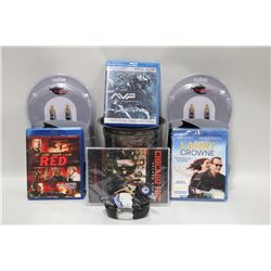 BOX WITH NEW BLU RAY DVD MOVIES, NEW STEREO