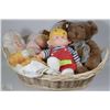Image 1 : BASKET OF VINTAGE COLLECTIBLE DOLLS/BEARS INCL