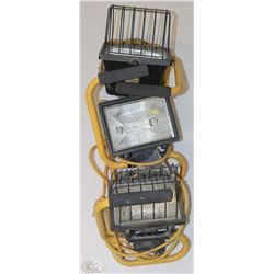 A SET OF 3 PORTABLE WORK LIGHTS