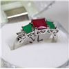 Image 1 : #42-NATURAL RUBY,EMERALD,CZ .925 SOLID SILVER RING