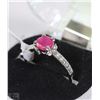 Image 1 : #36-NATURAL RED RUBY &CZ.925 SOLID SILVER RING