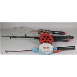LOT OF 4 ICE FISHING RODS INCL 1 ZEBCO
