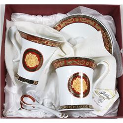 SET OF ADELINE PORCELAIN CUPS, SAUCERS, AND SPOONS