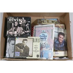 BOX OF ELVIS MEMORABILIA WITH COLLECTOR