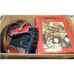 BOX OF GERMAN BOOKS AND BELT BUCKLES