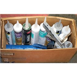 10 TUBES OF MISC AND 3 CAULKING GUNS