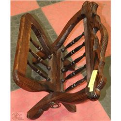VINTAGE WOODEN FOLD UP MAGAZINE RACK