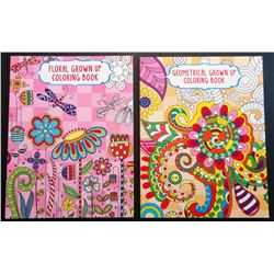 LOT OF 2 ADULT COLORING BOOKS