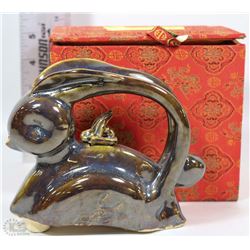 HANDMADE RABBIT SAKI POT IN JAPANESE BOX
